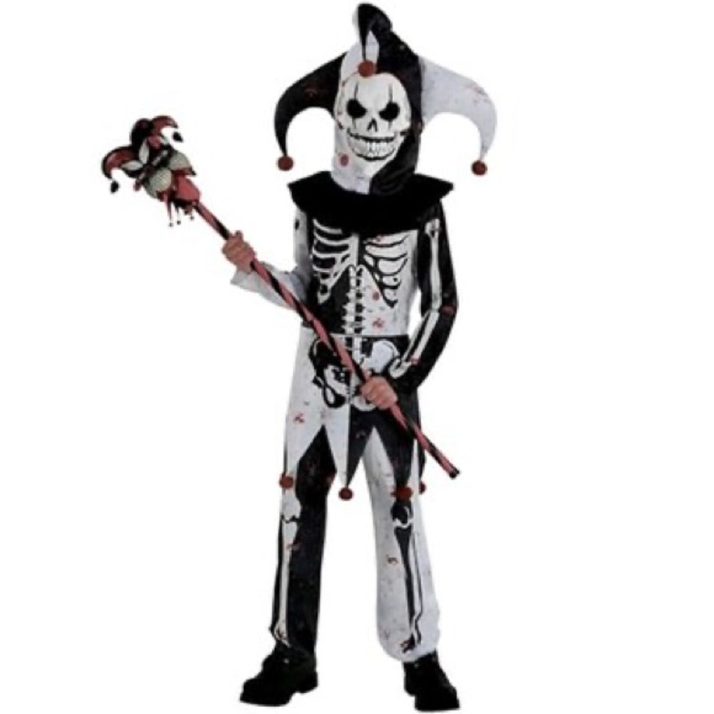 Amscan Menacing Skeleton Jester Clown Costume Boy’s Halloween Costume